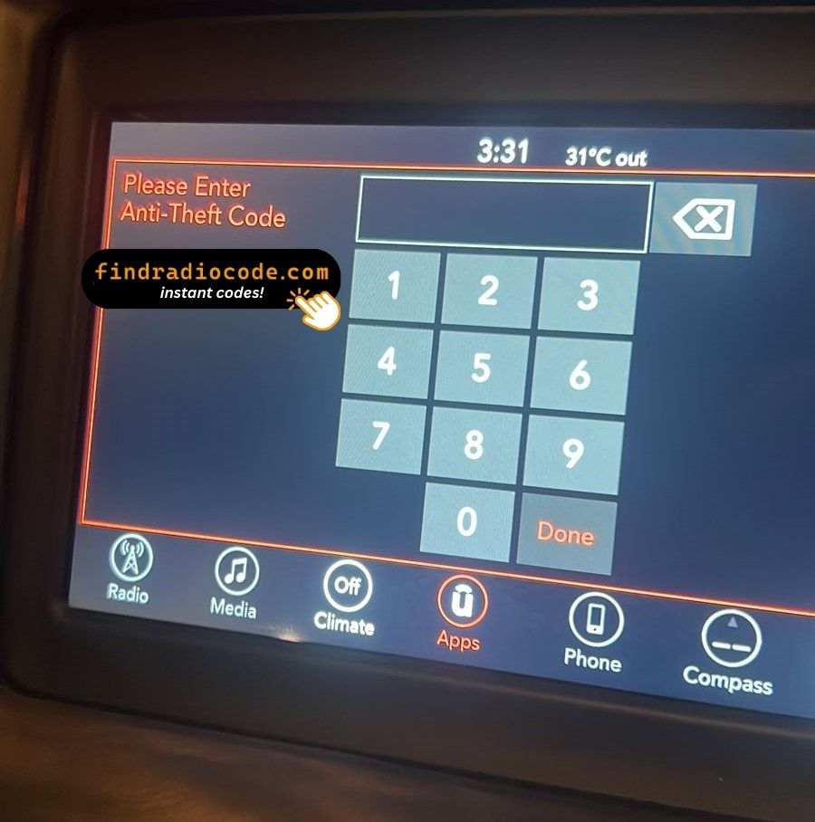 Chrysler Uconnect VP2_7 UAG UGG Aptiv
 4 digit unlock code for this radio